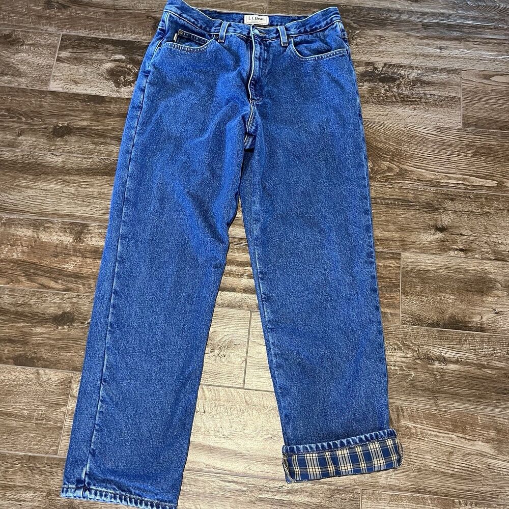 LL Bean Mens Flannel Lined Jeans 32x31 Blue Denim Classic Fit 100220 Medium Wash